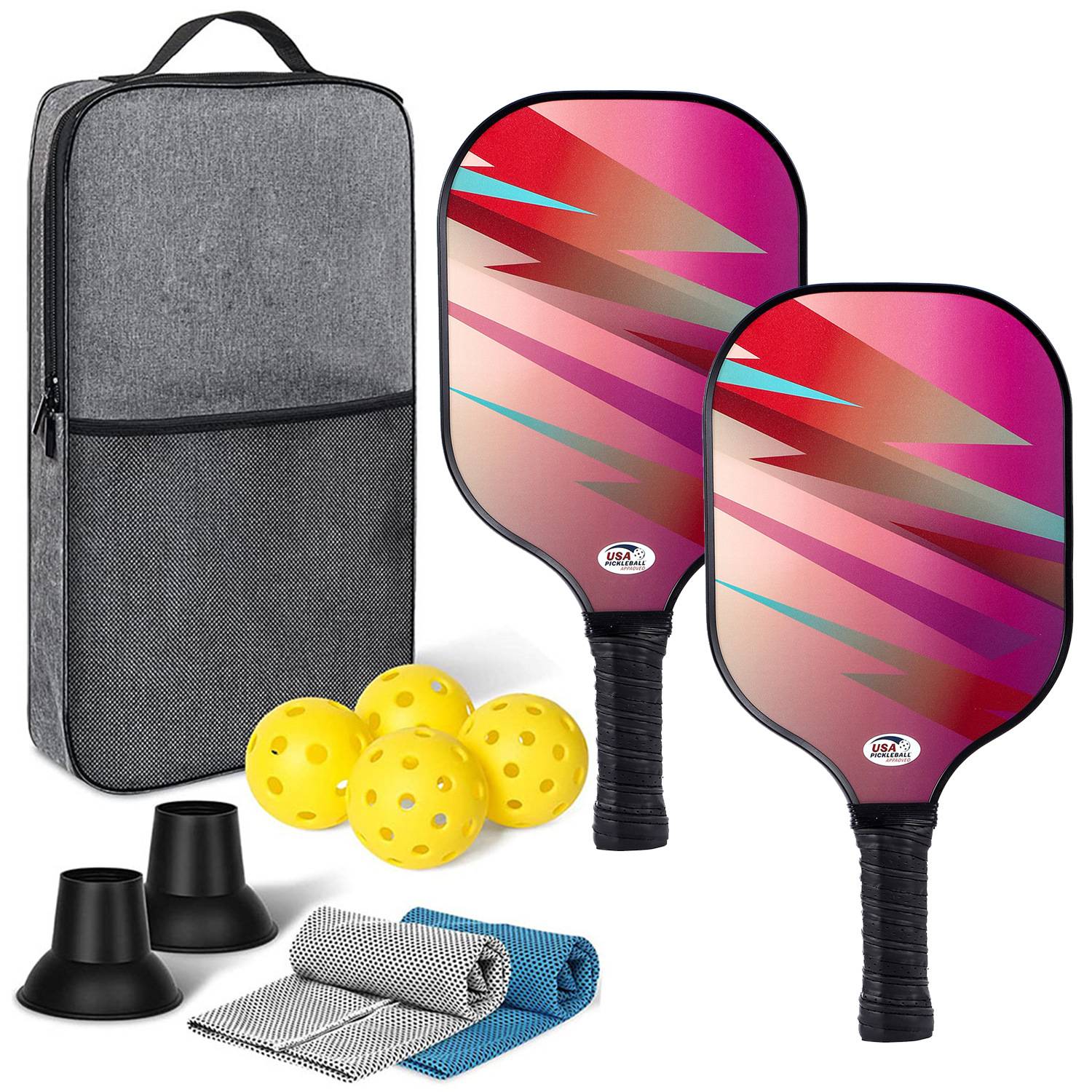 [Ultra-Light match-level carbon fiber-1] Double shot+backpack+two sweat towels+4 balls+two pickups